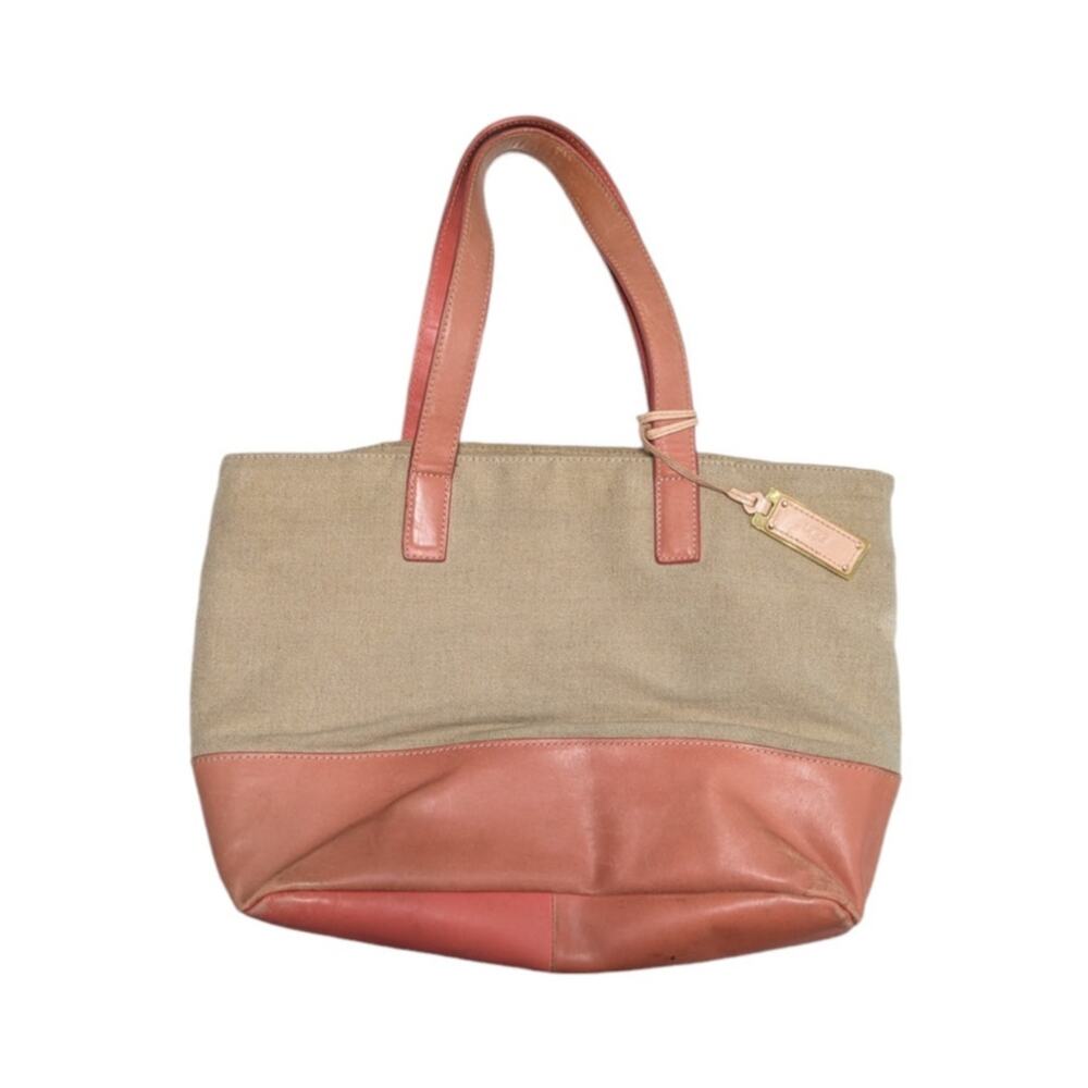UGG Meena Tote Bag Jute Peach Leather Weekender Shoulder Purse Double Handle